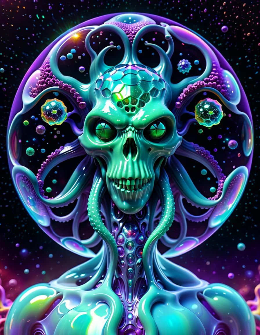 Holographic Cthulhu Anatomy in Fractal Art Style