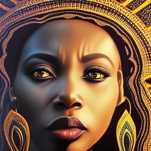 African Goddess Portrait in Dark Fantasy Style