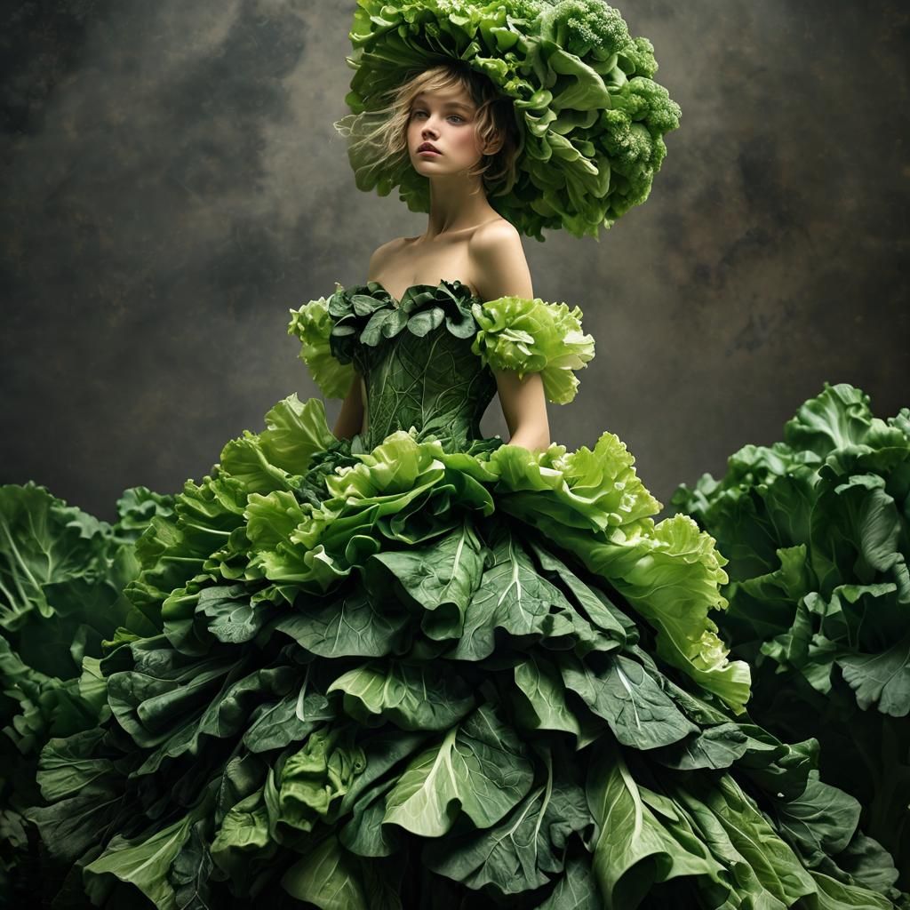 Lettuce Dress in Expressive Abstractionism Style
