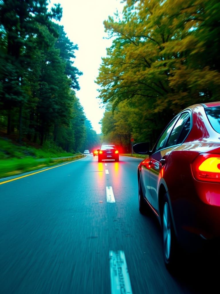 Car Brake Lights in Motion