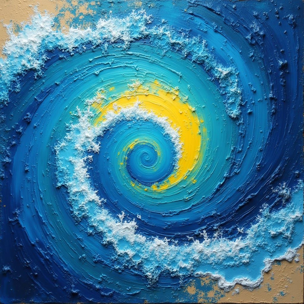 Electric Blue and Neon Yellow Spiral Patterns in Dreamy Ambi...