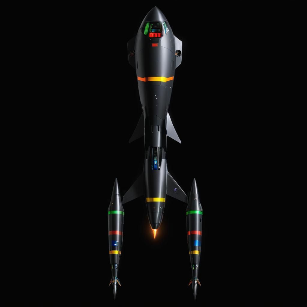 Hyper-Advanced Rainbow and Black Starship Design