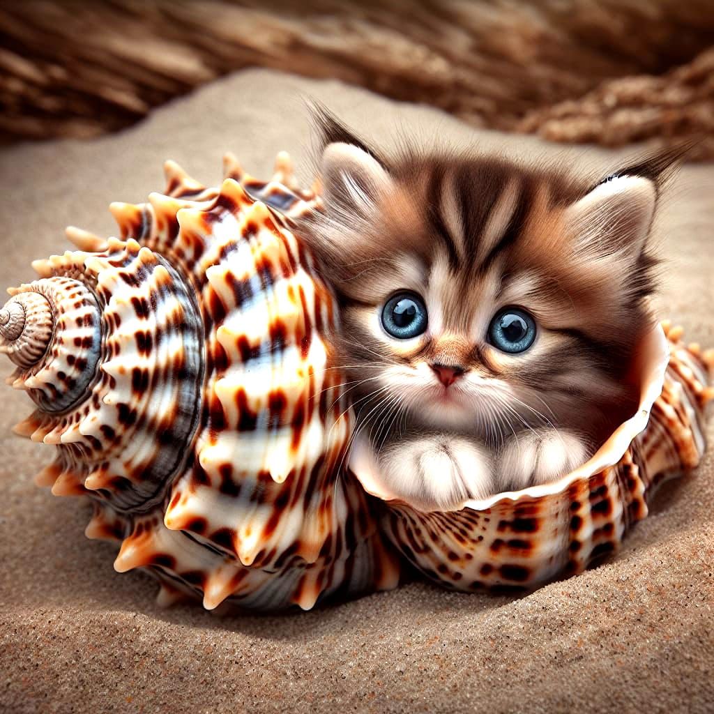 Adorable Tabby Kitten in Shell