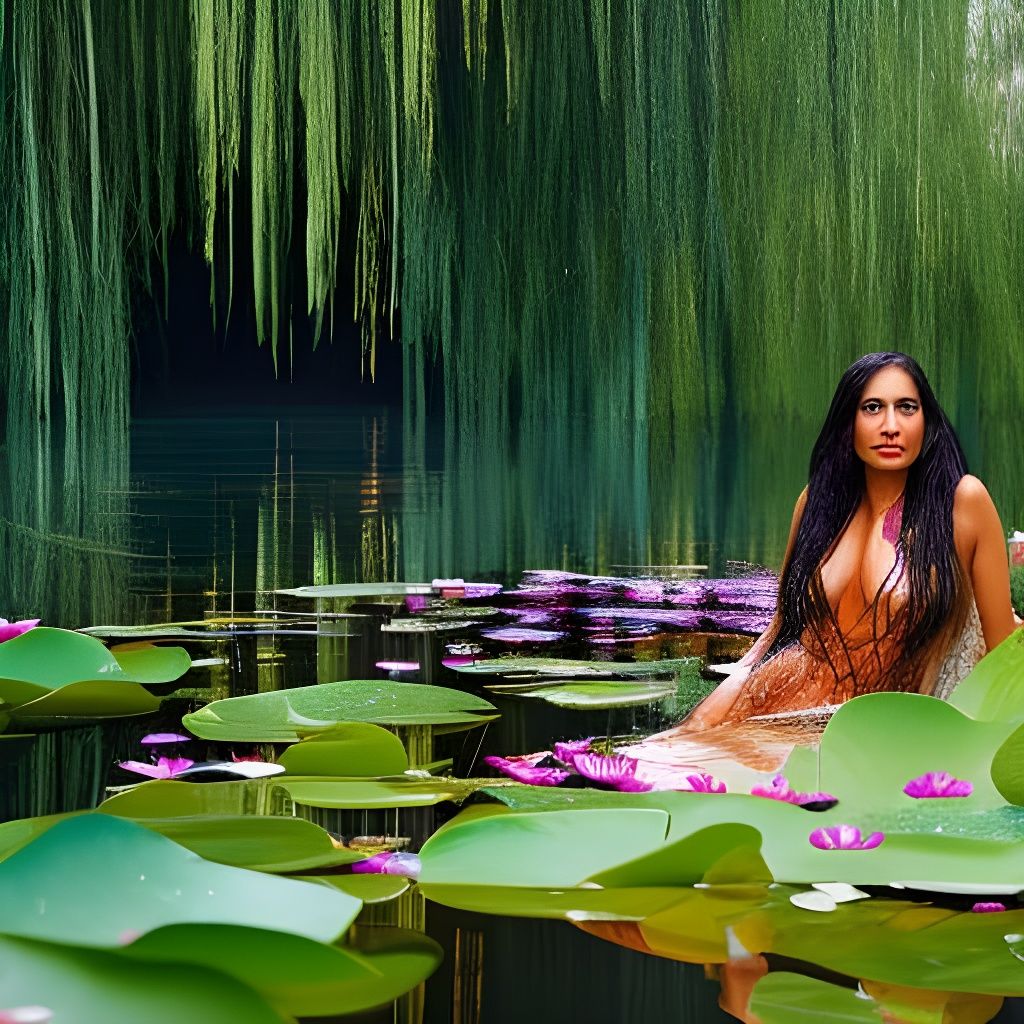 Cheyenne Woman in Pond: A Fairycore Portrait