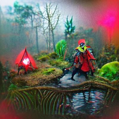 Miniature Diorama: Gamekeeper in Solarpunk Mask