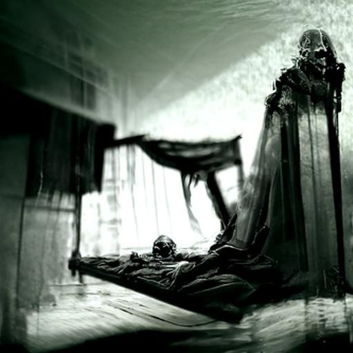 Sinister Old Woman Stares from Bedside, Film Noir