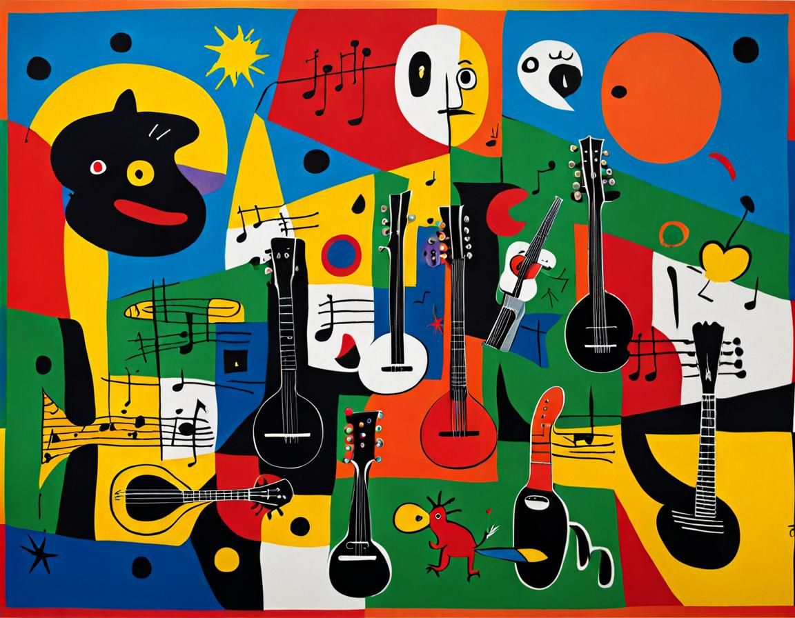 Mandolin Rainbows Inspired by Basquiat and Miro