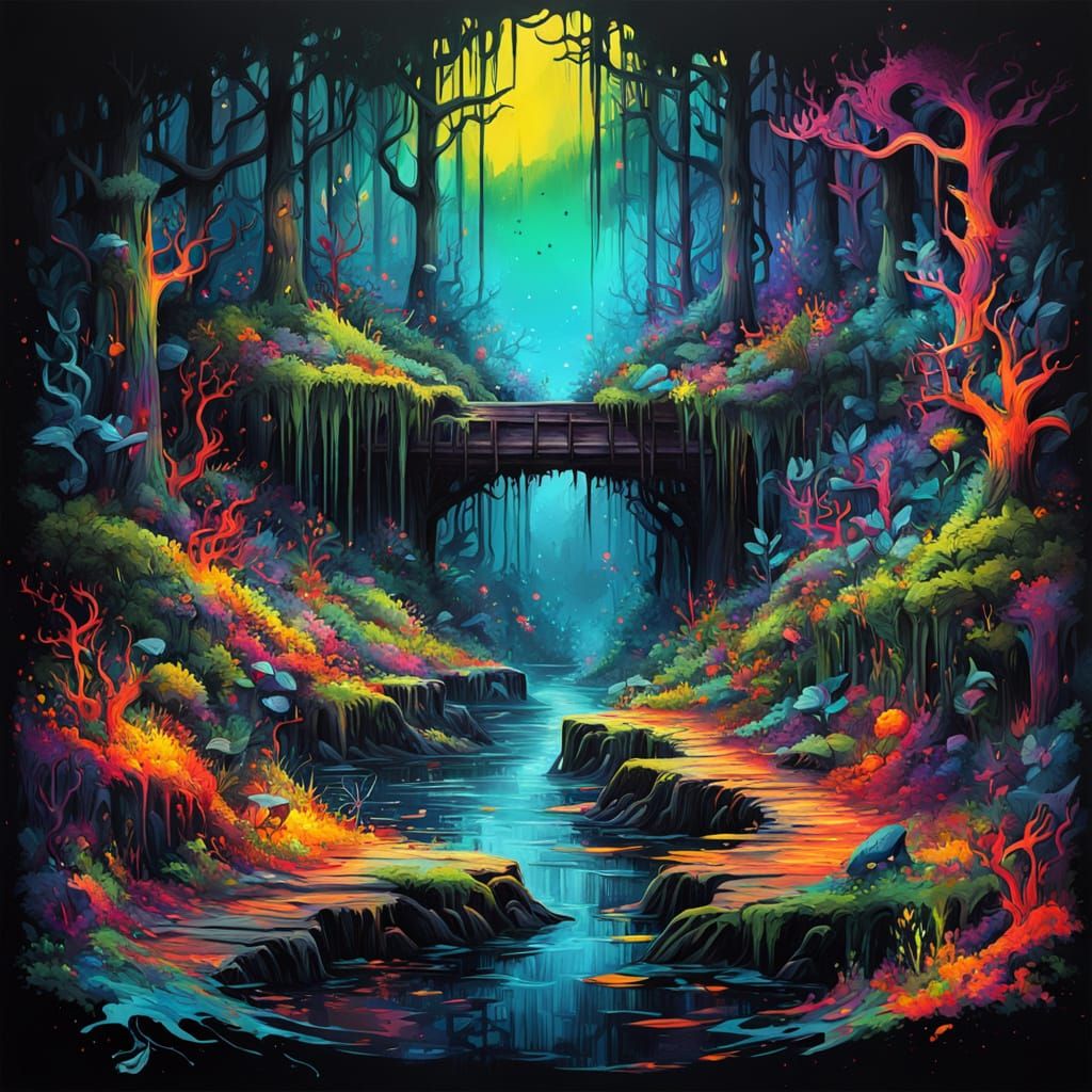 Surreal Landscape Where Sea Meets Sky in Vibrant Graffiti