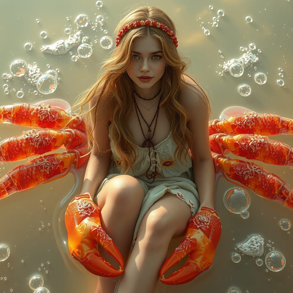 Bohemian Woman on Gummy Crab in Soda Sea