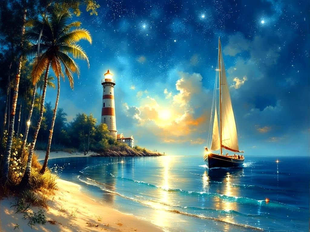 Summer night by the sea