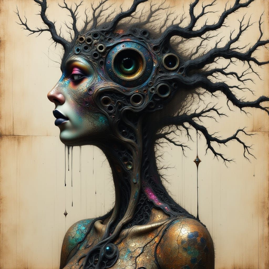 Dark Surreal Portrait of Female Figure as Digital Art