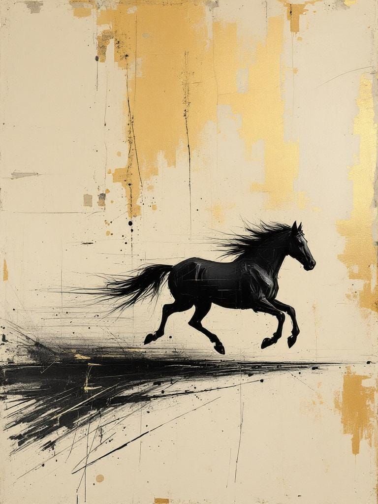 Horse Running Free in Film Noir Style