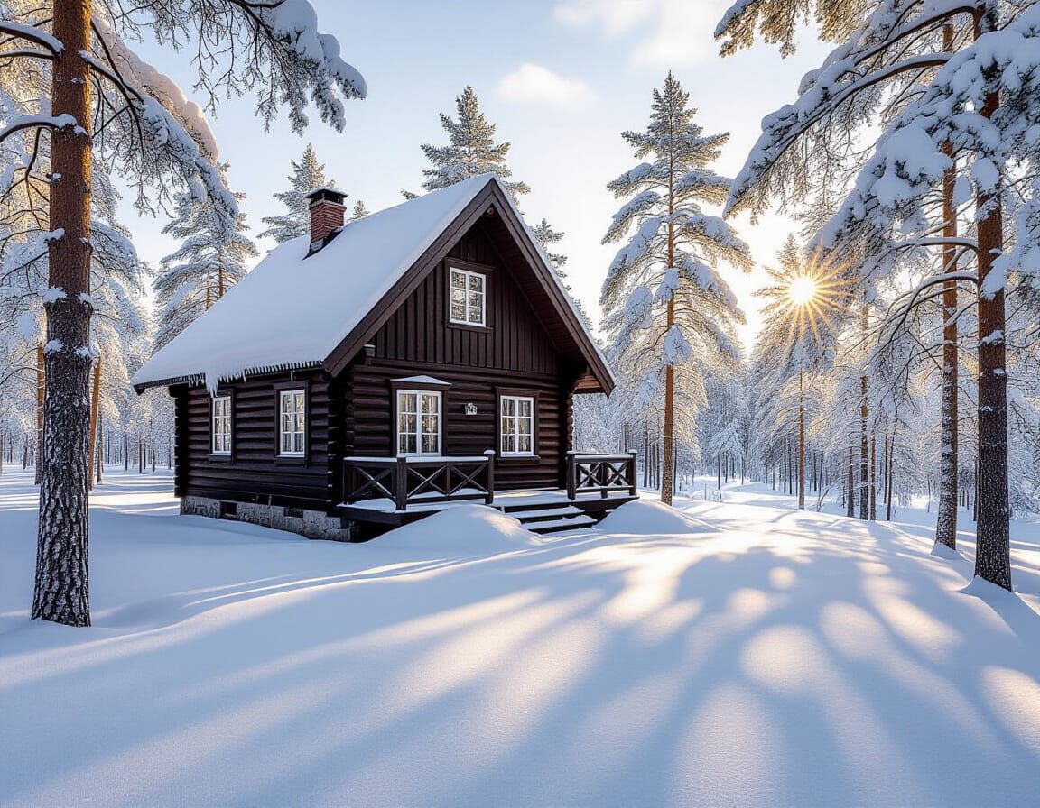 Snowy Nordic Cabin: Professional Photography