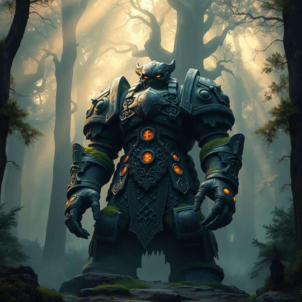 Stone Golem Guardian of Ancient Forest