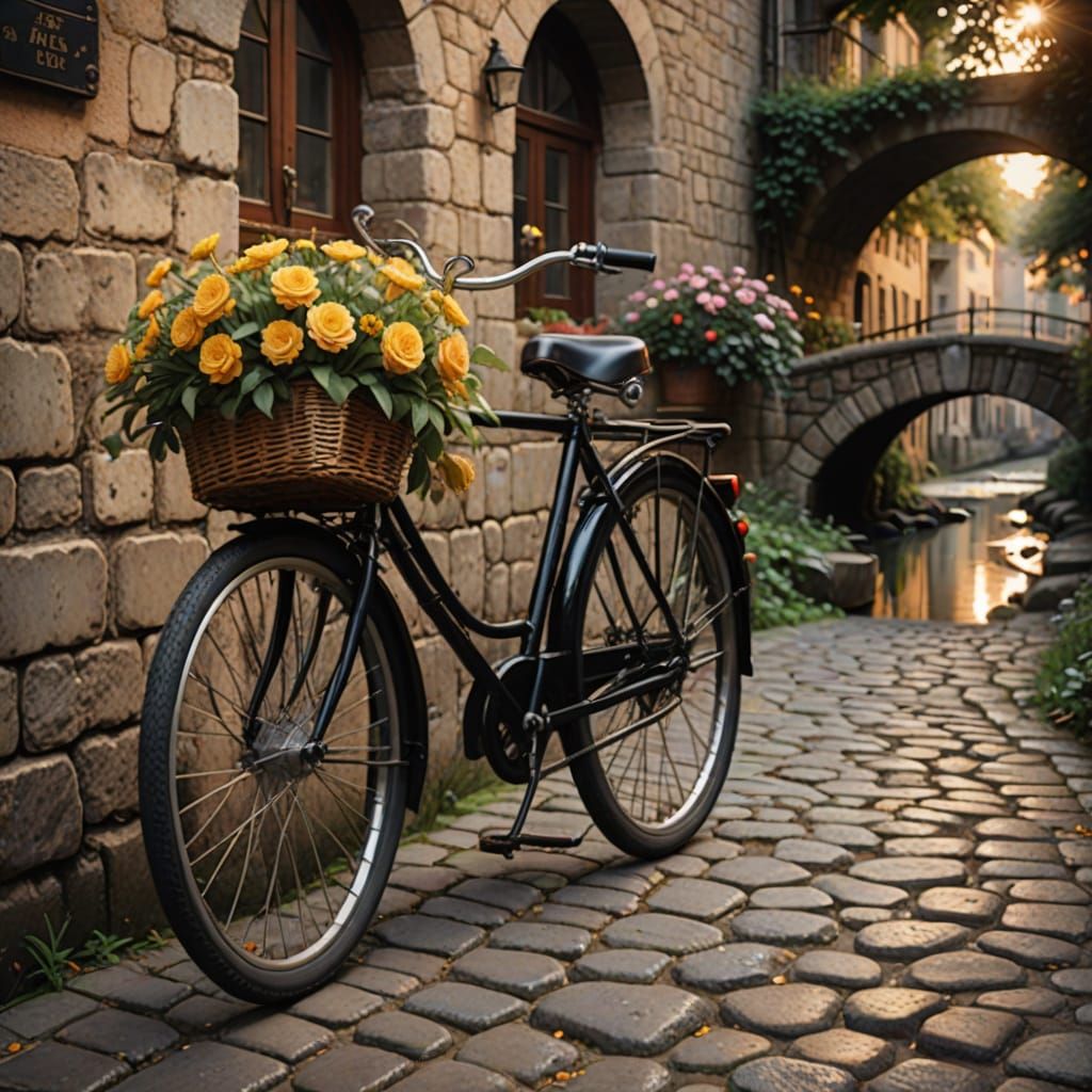 Amsterdam Canal Scene with Vintage Bicycle