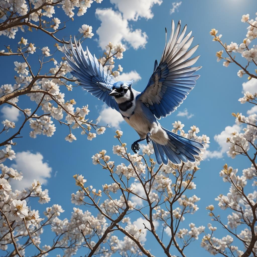 Blue Jay Flying