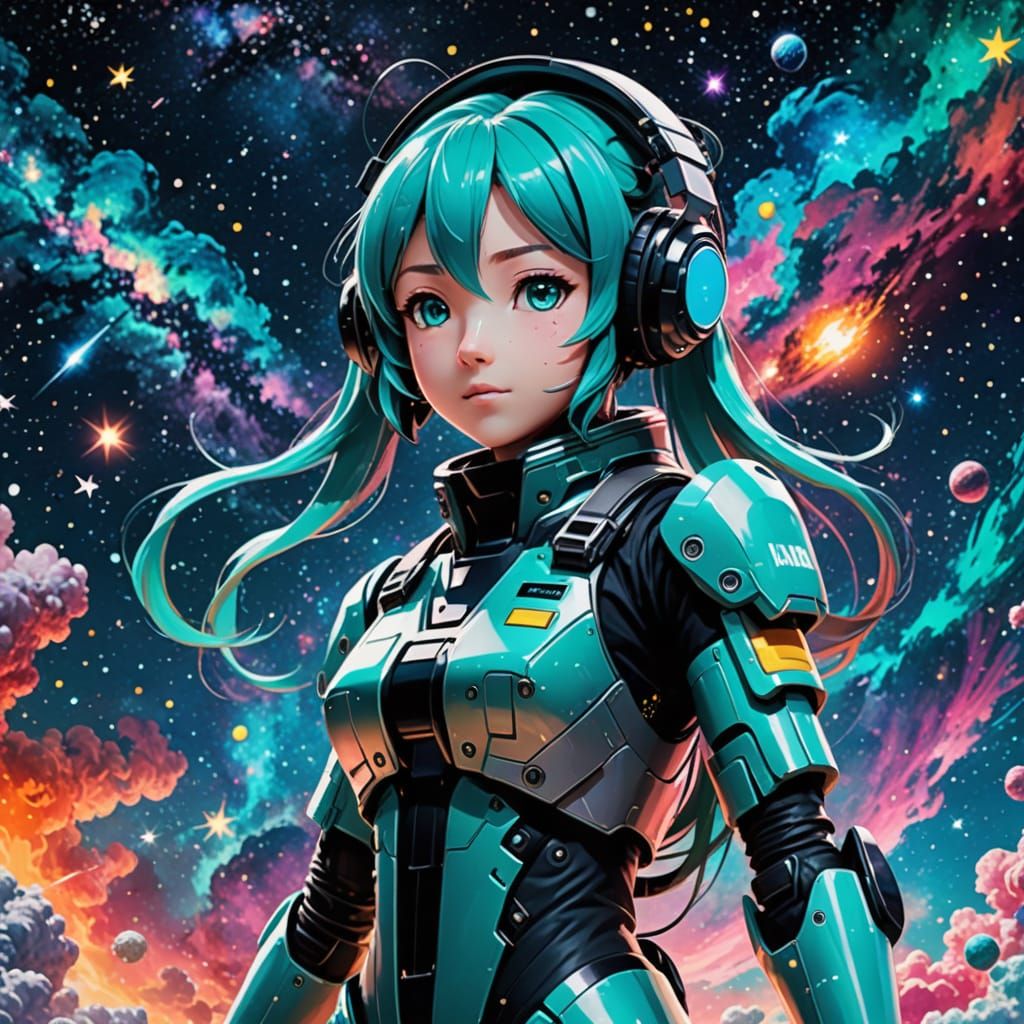 Hatsune Miku in Futuristic Astronaut Suit