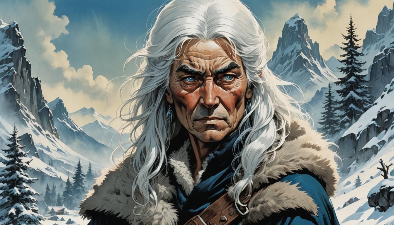 Vintage Comic Cover: Warrior and Village Woman