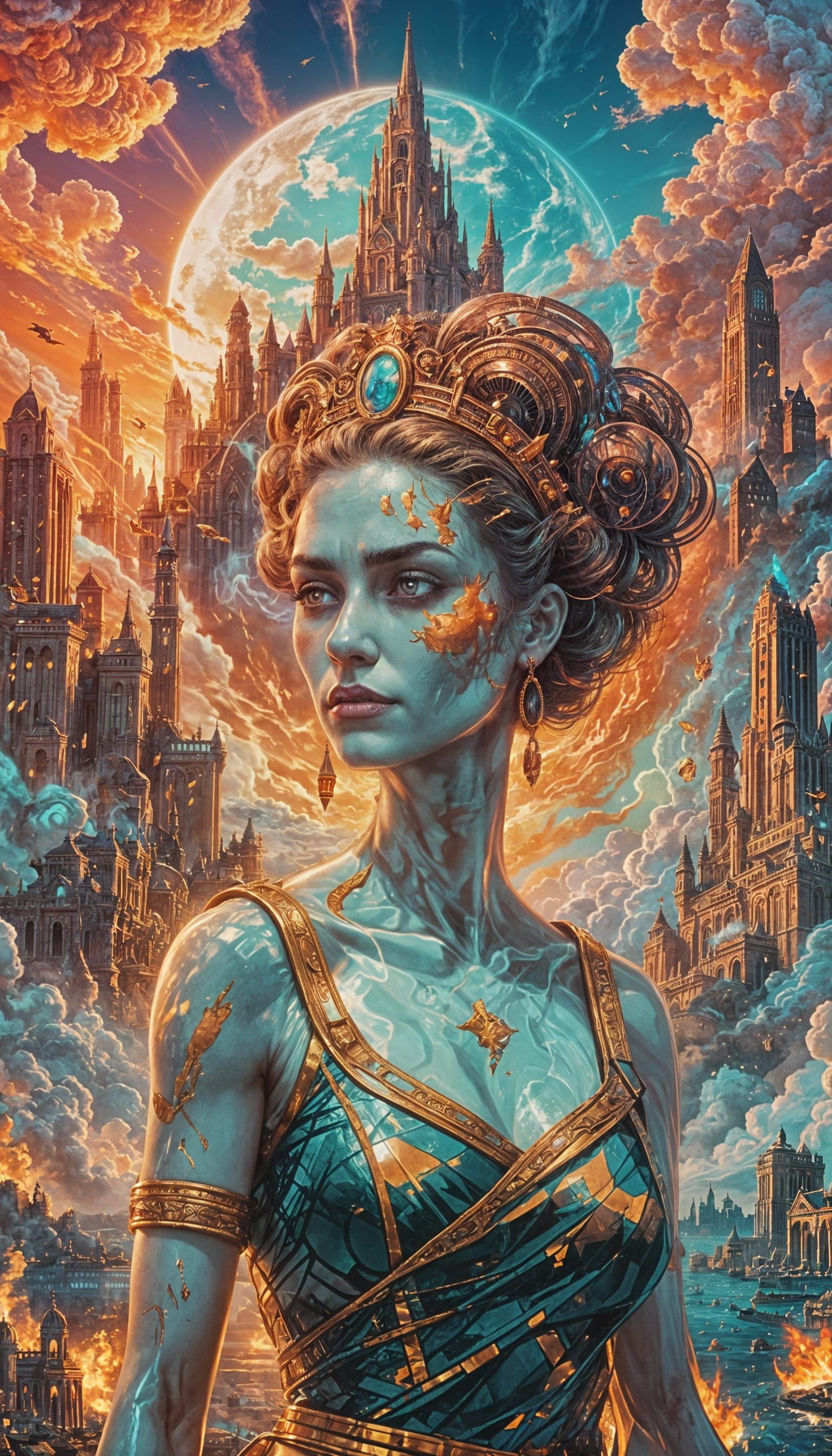 Queen of the Dead: Glitchpunk Gouache Artwork