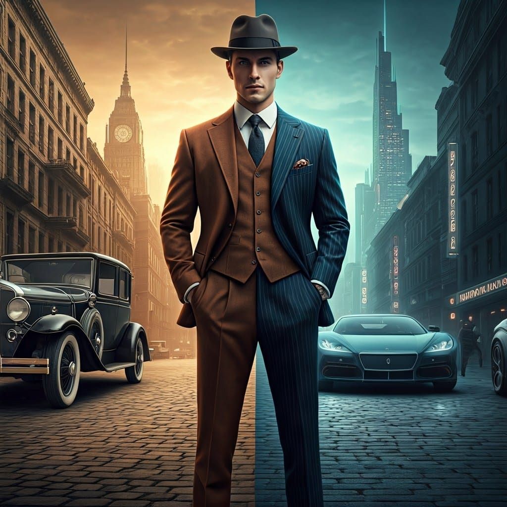 Contrasting Eras: 1920s Opulence Meets Modern Glamour