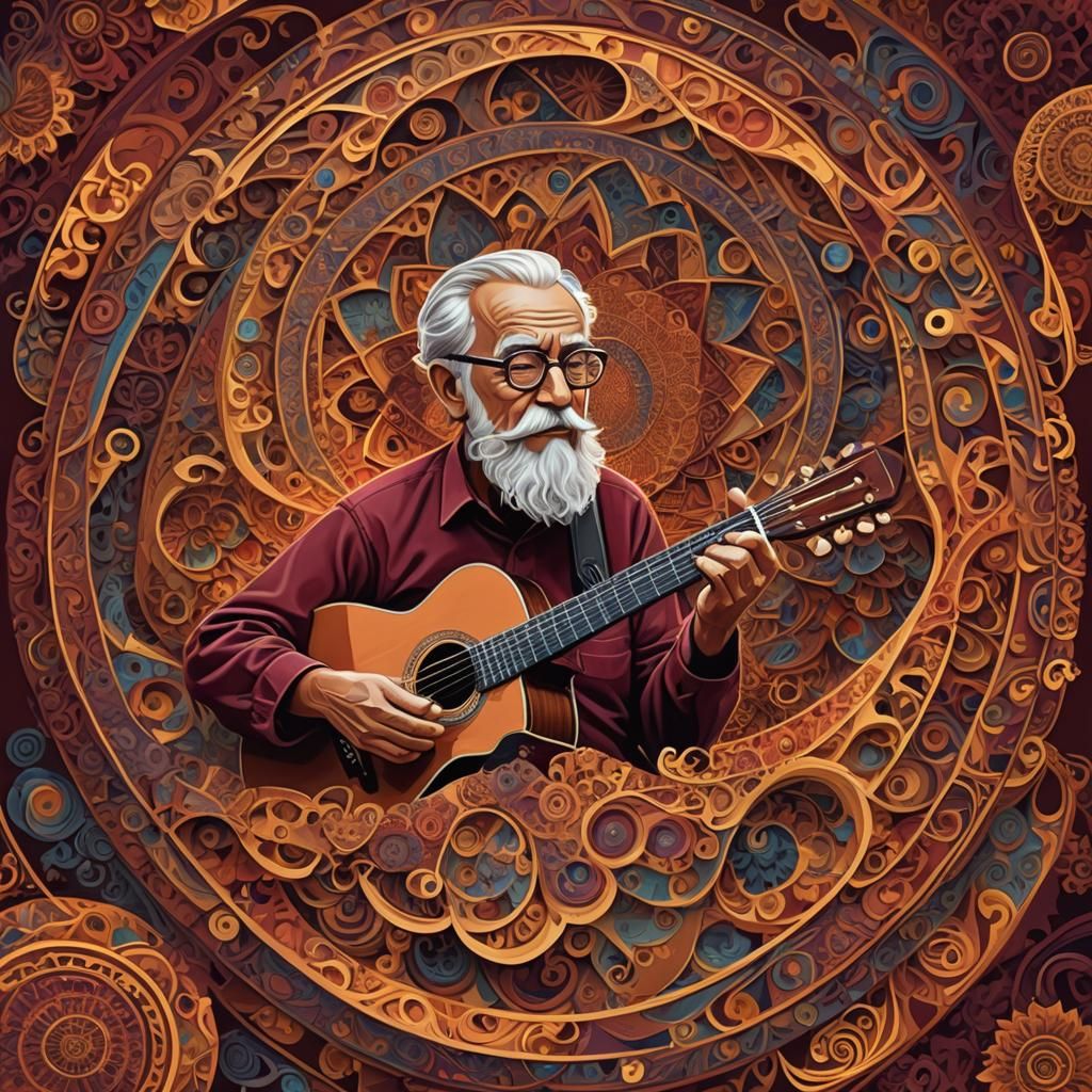 Abstract Fractal Art: Grandpa Playing Guitar
