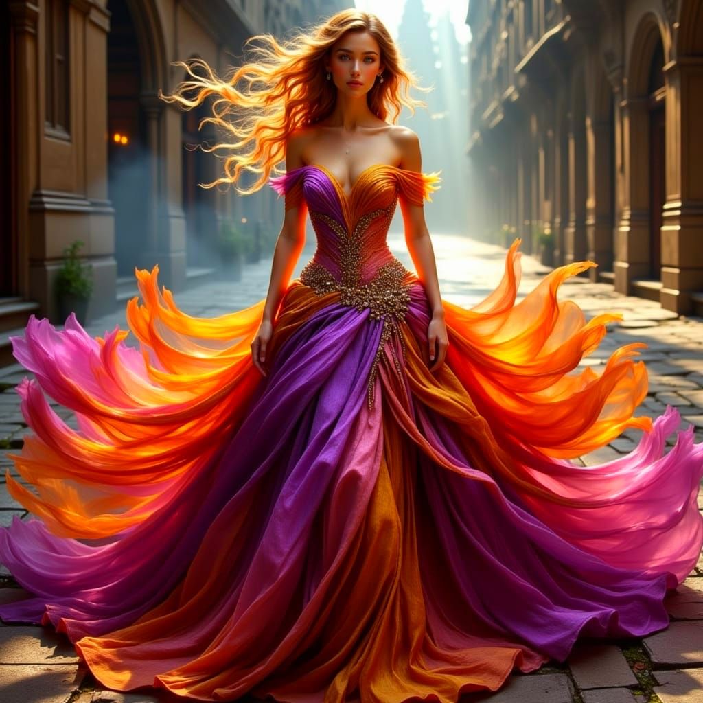 Ethereal Royal Gown in Vibrant Silk and Velvet