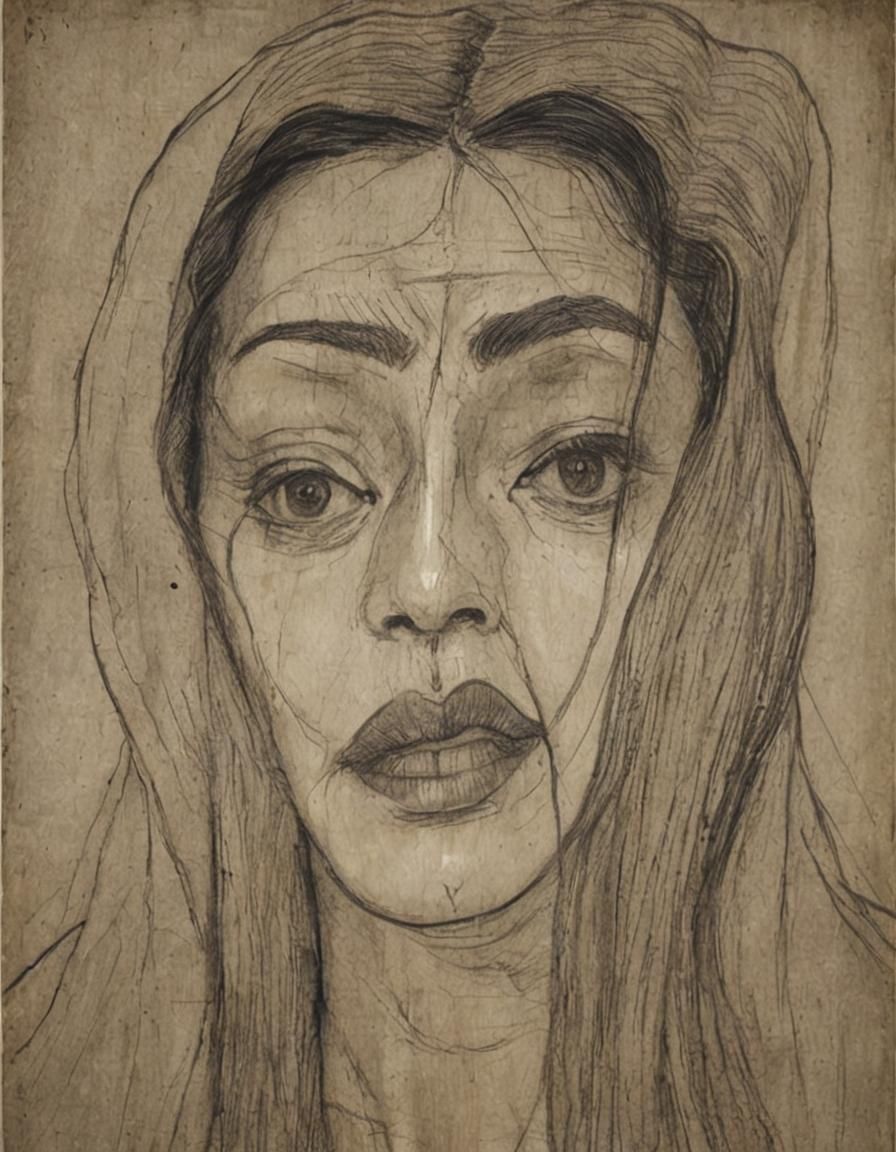 Abstract Sketch of a Woman in Cubist Style