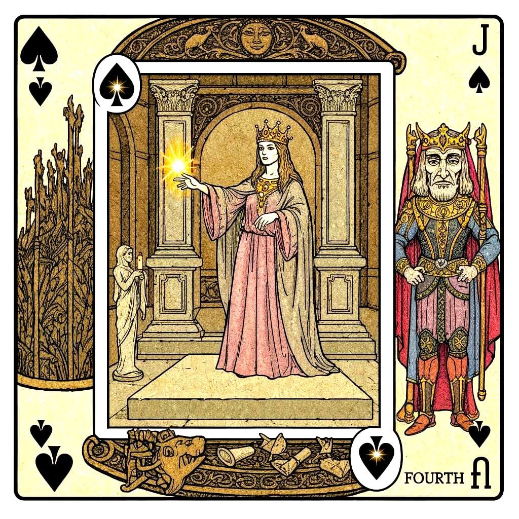 Queen of Spades Conjures Deity at Celtic Altar
