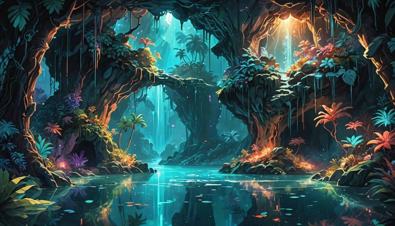 Mystical Grotto Cave Opens to Shimmering Lake