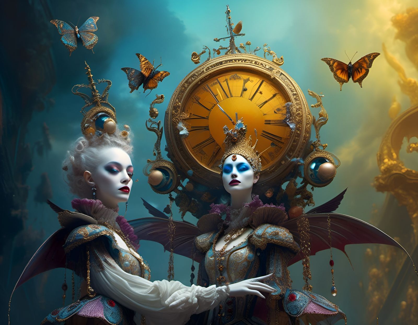 Surreal Opera Singer in Art Nouveau Style