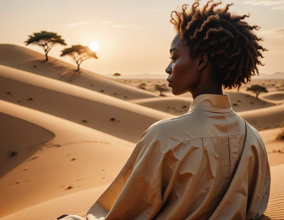 Softly Lying on a Golden African Dune, Papercraft Art