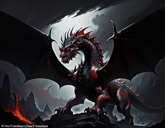 Dramatic Dragon in Dynamic Fantasy Art Style