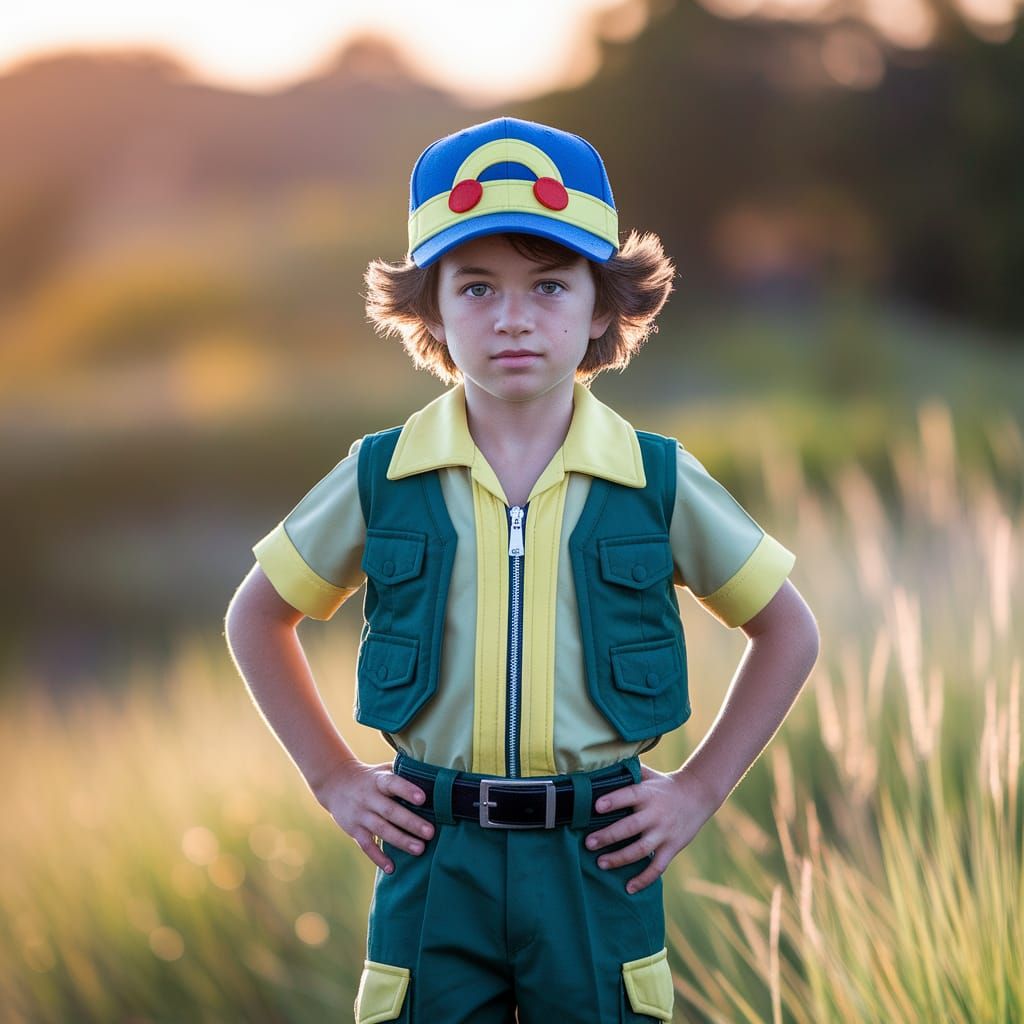 Pokémon Trainer Ritchie in Golden Sunset Grassland