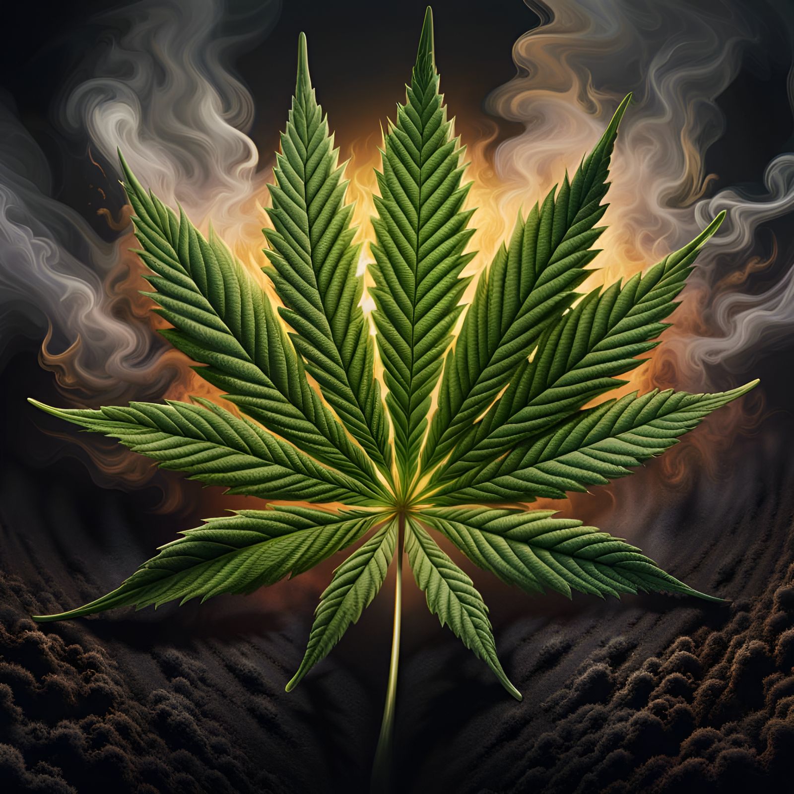 Terrifying Marijuana Leaf Made of Smoke and Fire
