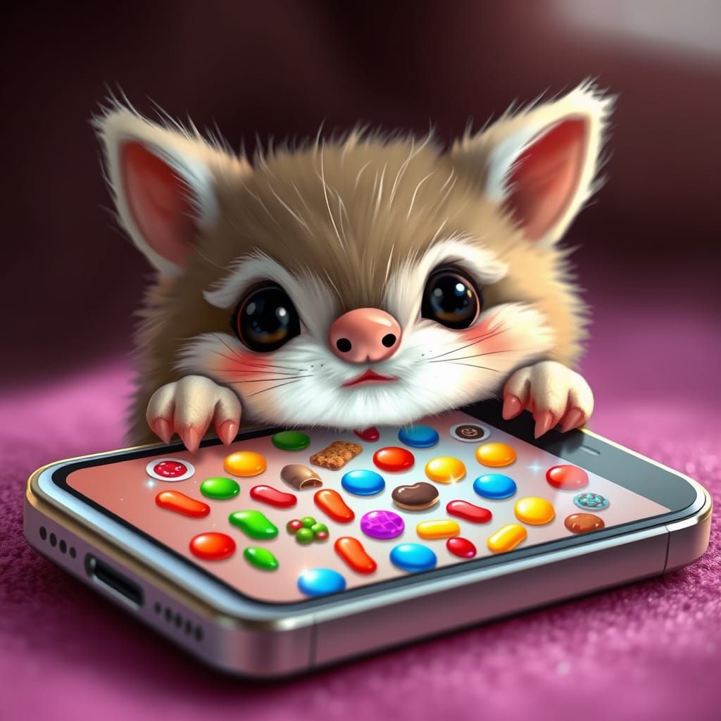 Whimsical Creature Peeks at Candy Crush