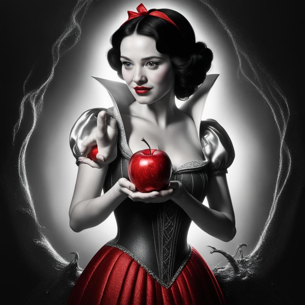 Snow White's Apple: A Charcoal Chiaroscuro