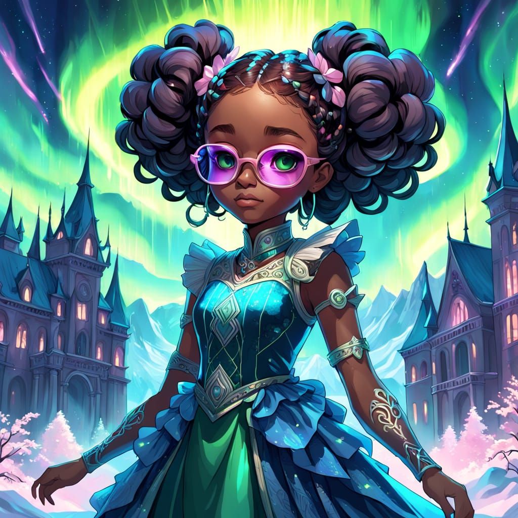 Girl with Giant Braids Before Aurora Palace