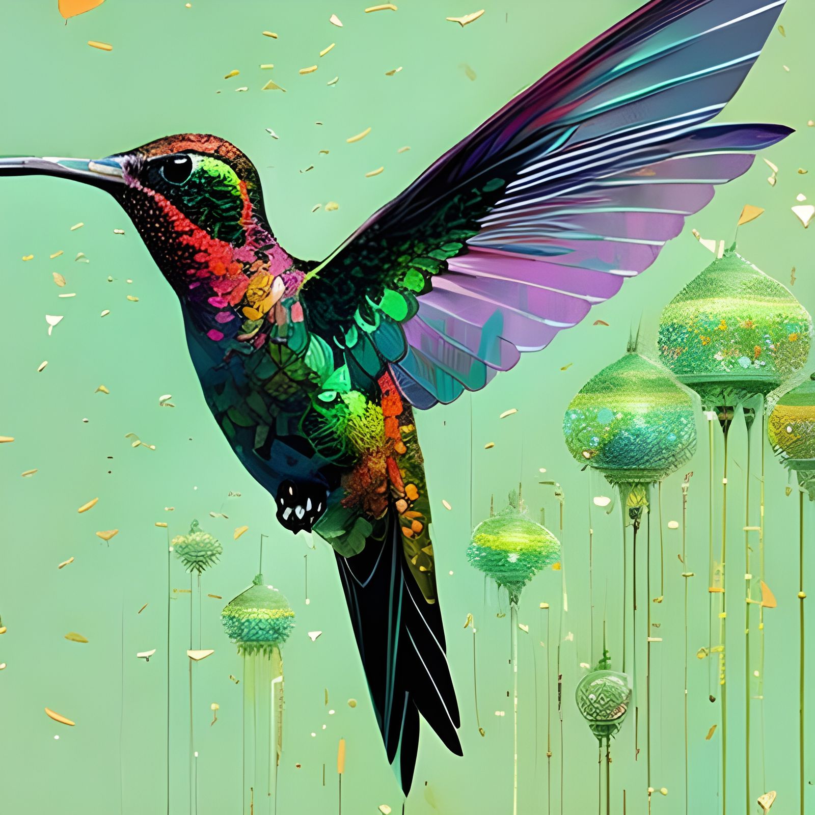Luminescent Emerald Hummingbird Digital Art