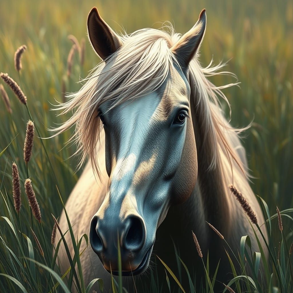 Horse in Vibrant Grasslands