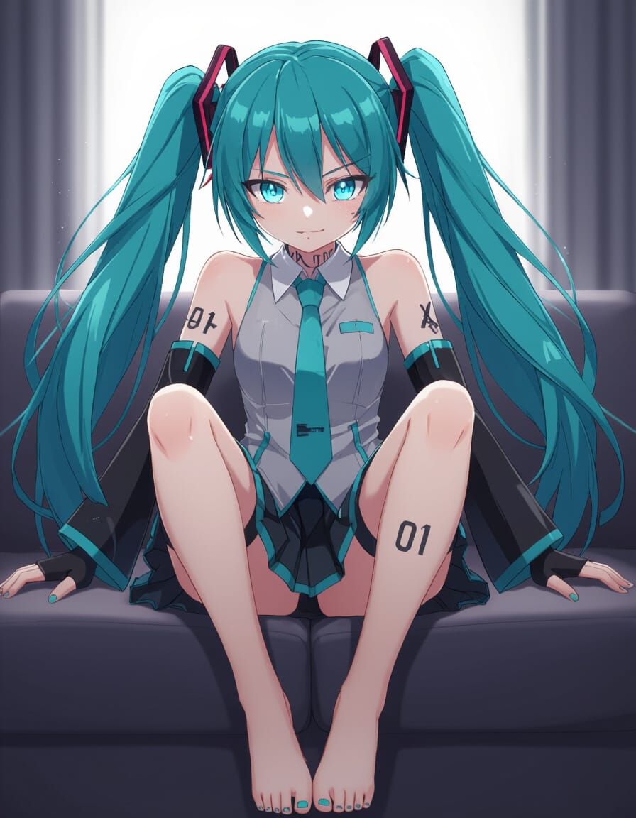 Hatsune Miku Portrait in Anime Key Visual Style
