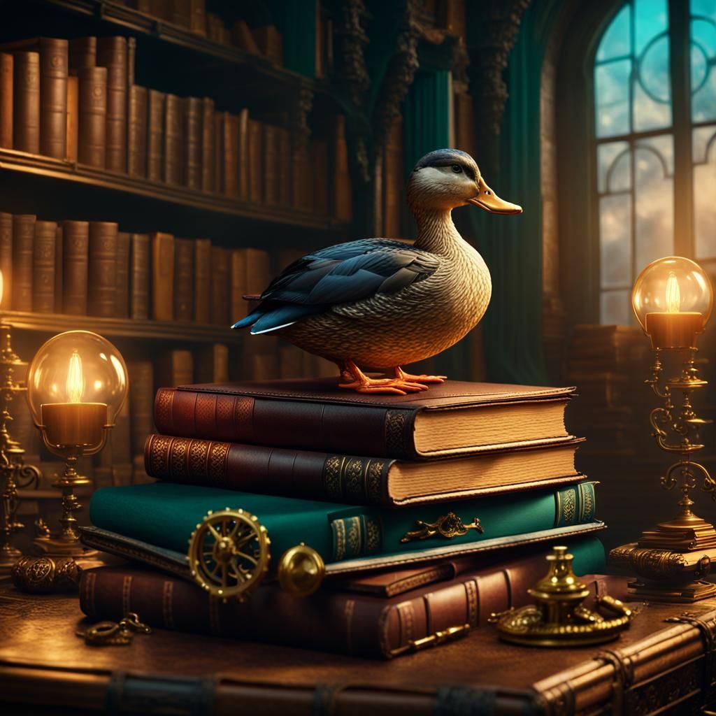 Duck in Steampunk Library: Fantasy Concept Art