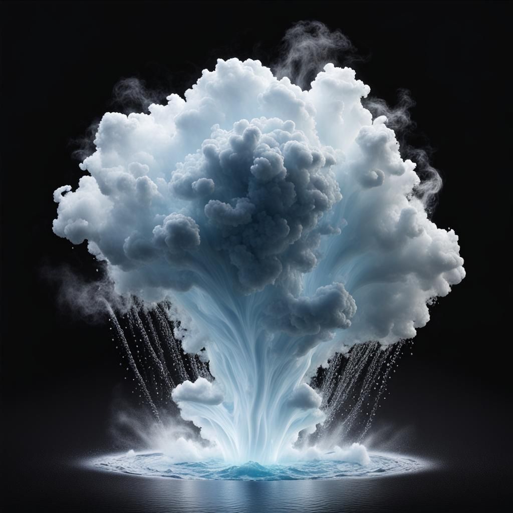 Water Figure Dispersing into Windswept Mist