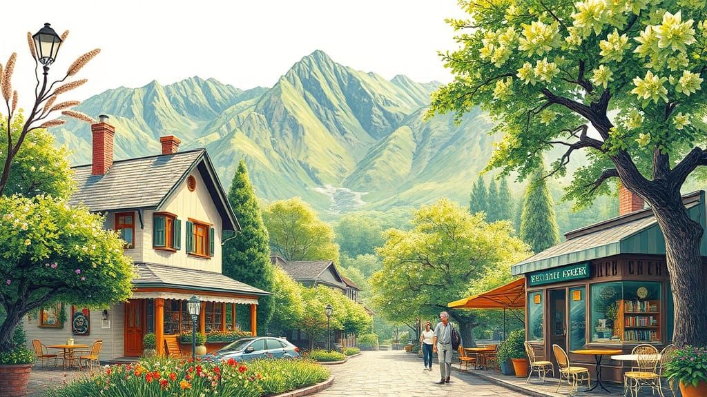 Whimsical Spring Oasis in Post-Impressionist Style