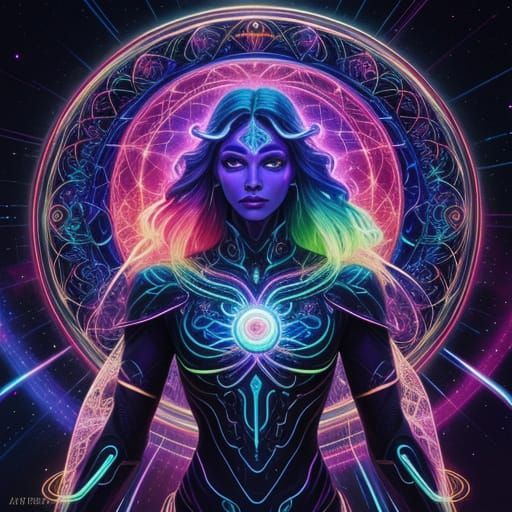 Cosmic Figure in Vibrant Digital Painting