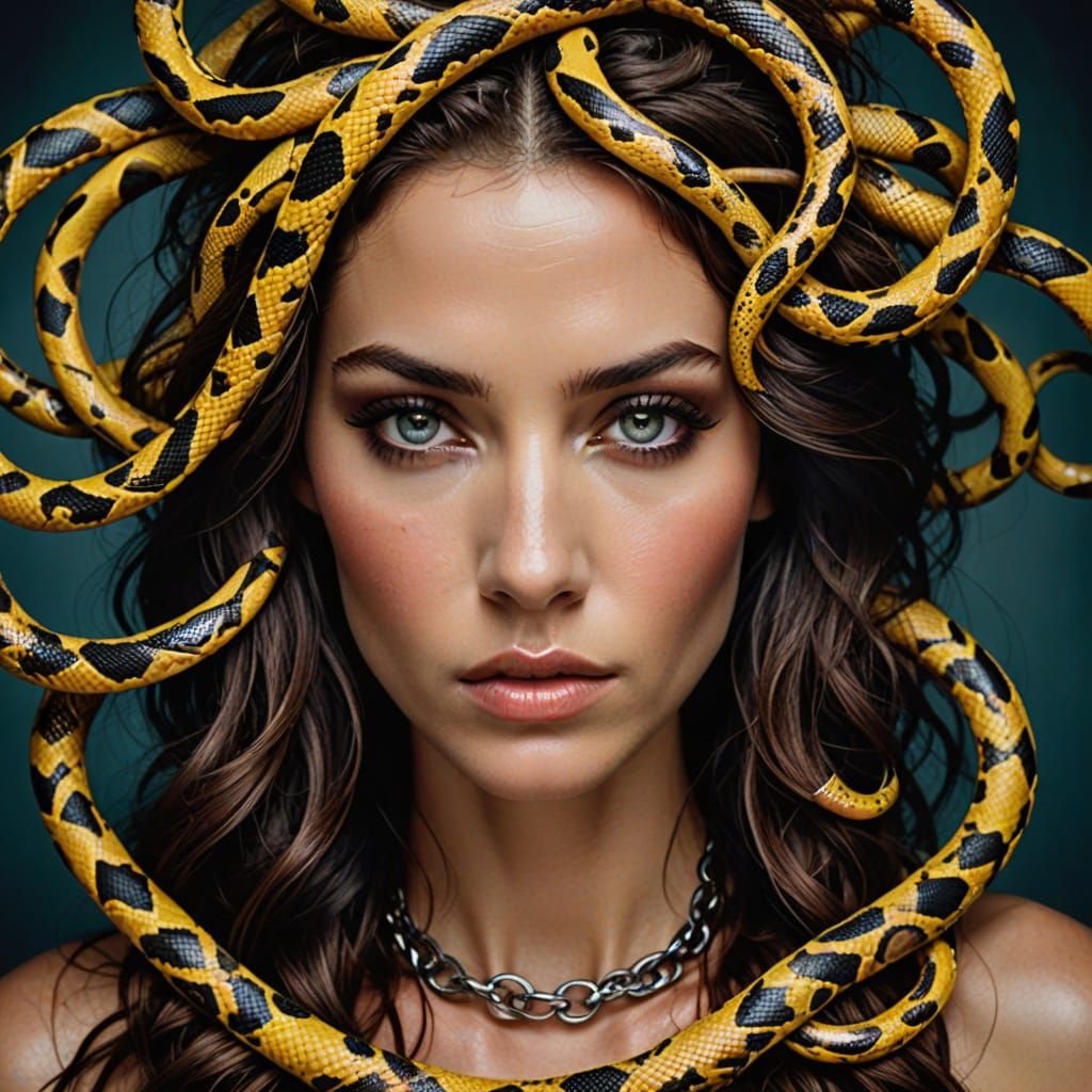 High-Fashion Medusa Portrait in Studio Lighting