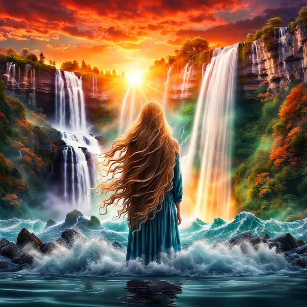 Epic Waterfalls: Stunning 8K Digital Art