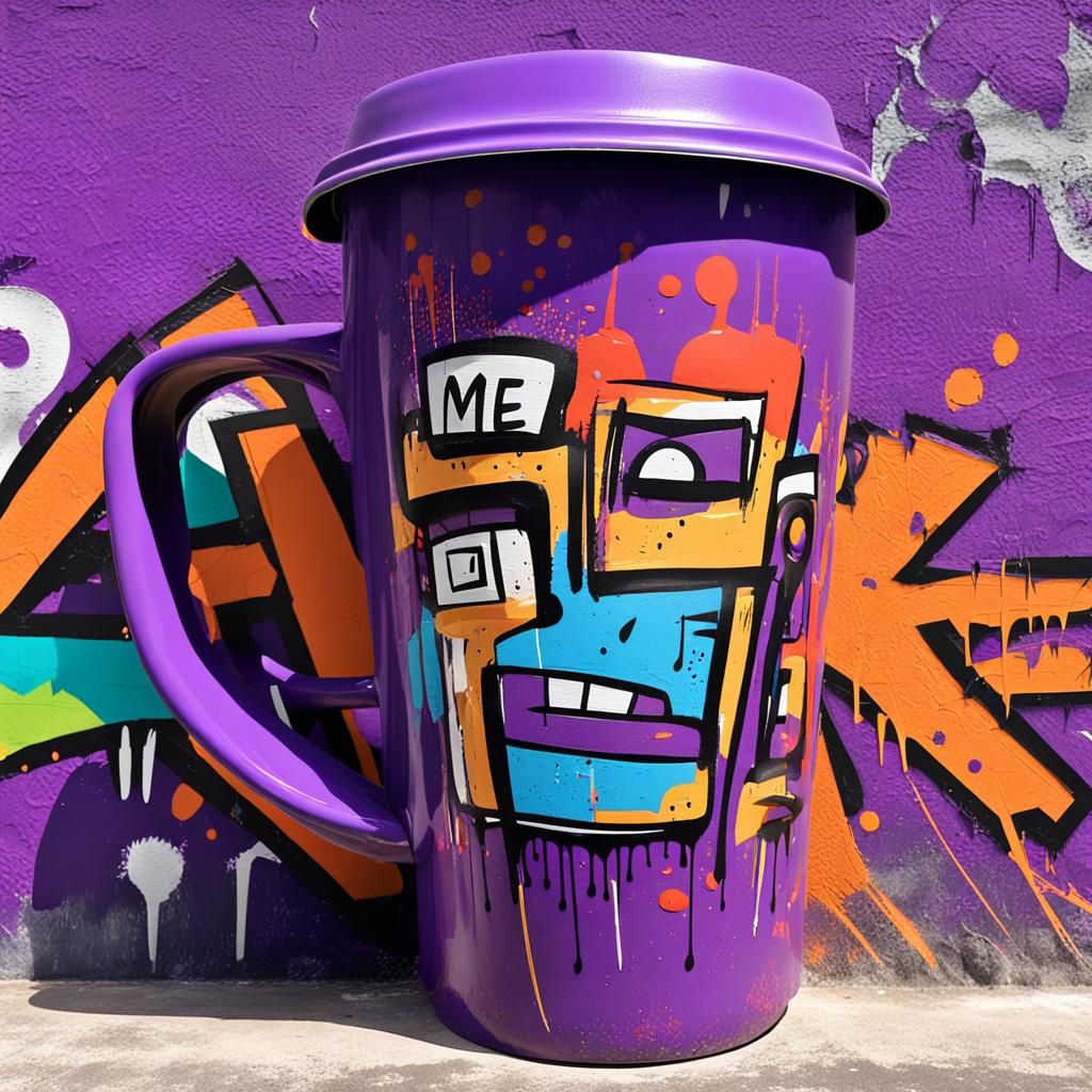 Urban Street Art: Purple Mug Graffiti