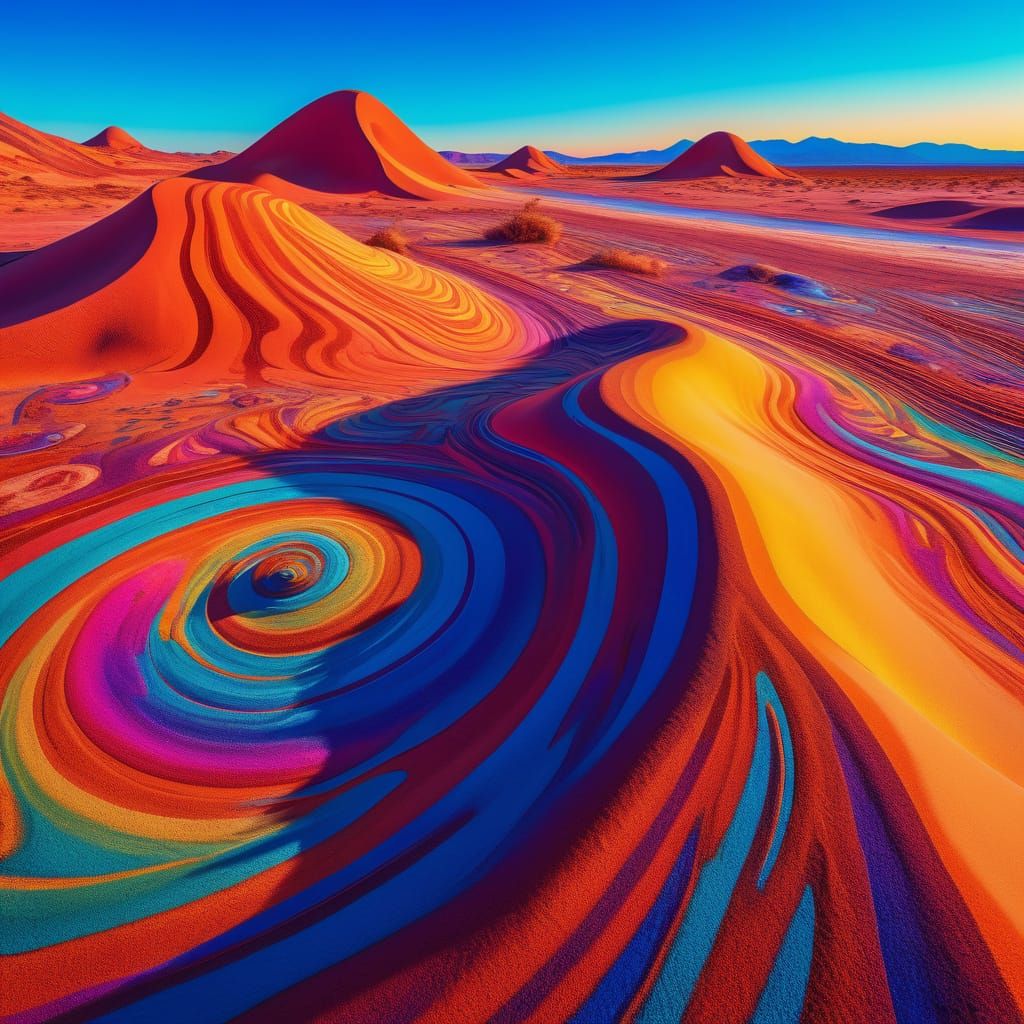 Psychedelic Earth Art Installation in Desert Landscape