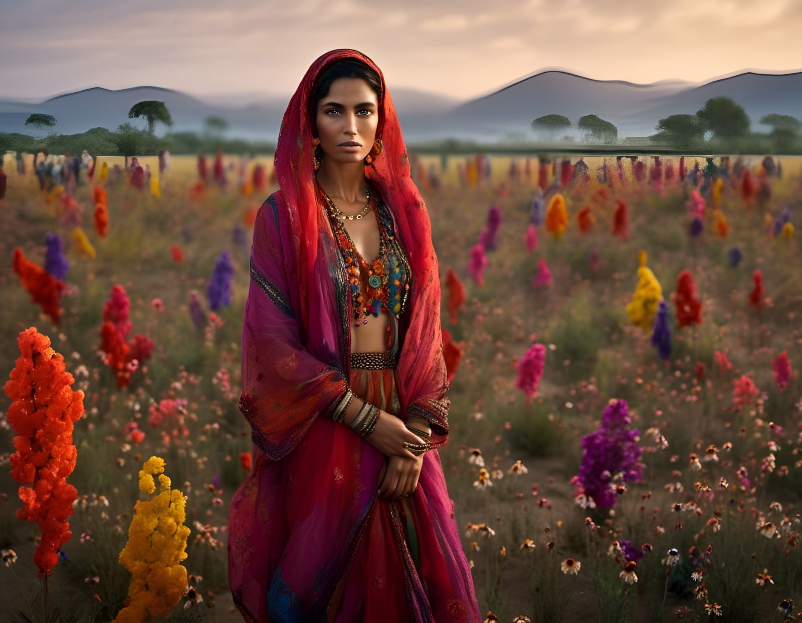 Stunning Portrait of Muslim Woman in Field