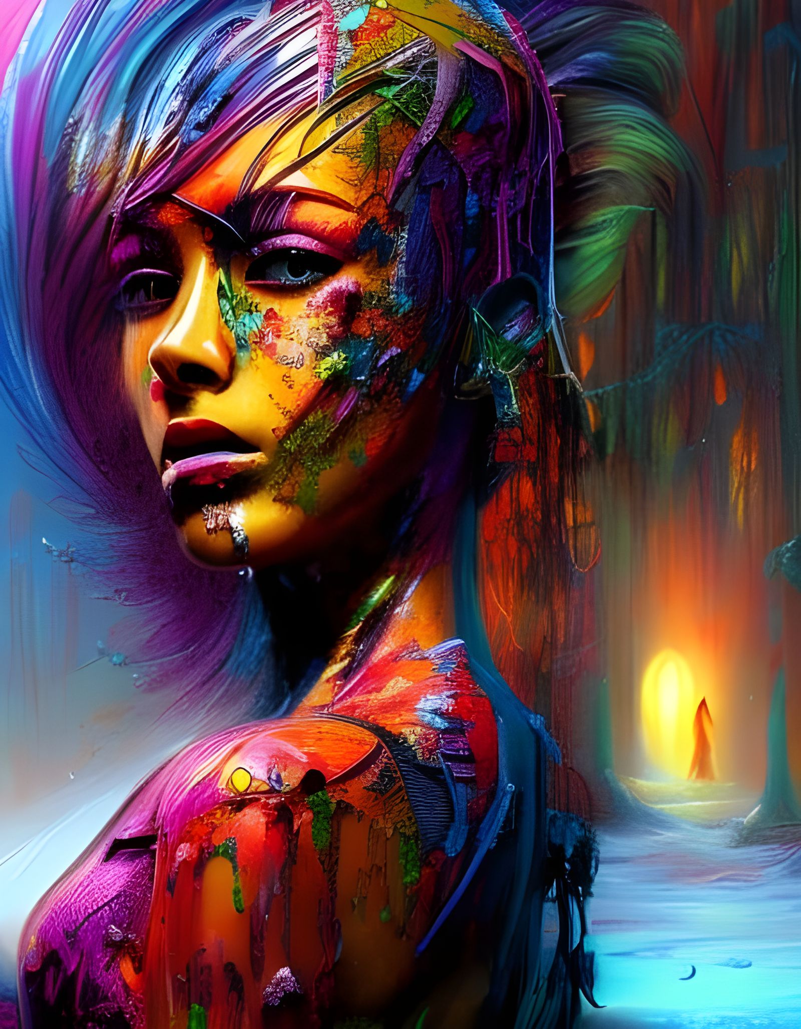 Snowy Sunrise Fantasy Landscape in Digital Painting Style